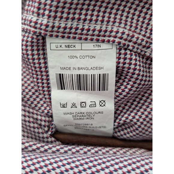 Savoy Taylors Guild Moss Bros Men's Dress Shirt Size 17 Geometric Print Office - Picture 8 of 12